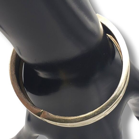 Gold Tone Off White Cream Enamel Art Deco Vintage Hinged Bangle Bracelet - Picture 12 of 12